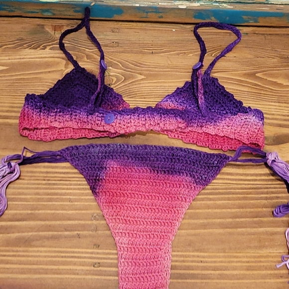 Hand made crochet bikini bra top amethyst dye 👙 - Picture 5 of 9